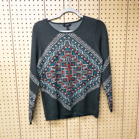 J.Crew Knotted Merino Wool Embroidered Sweater - Picture 2 of 4